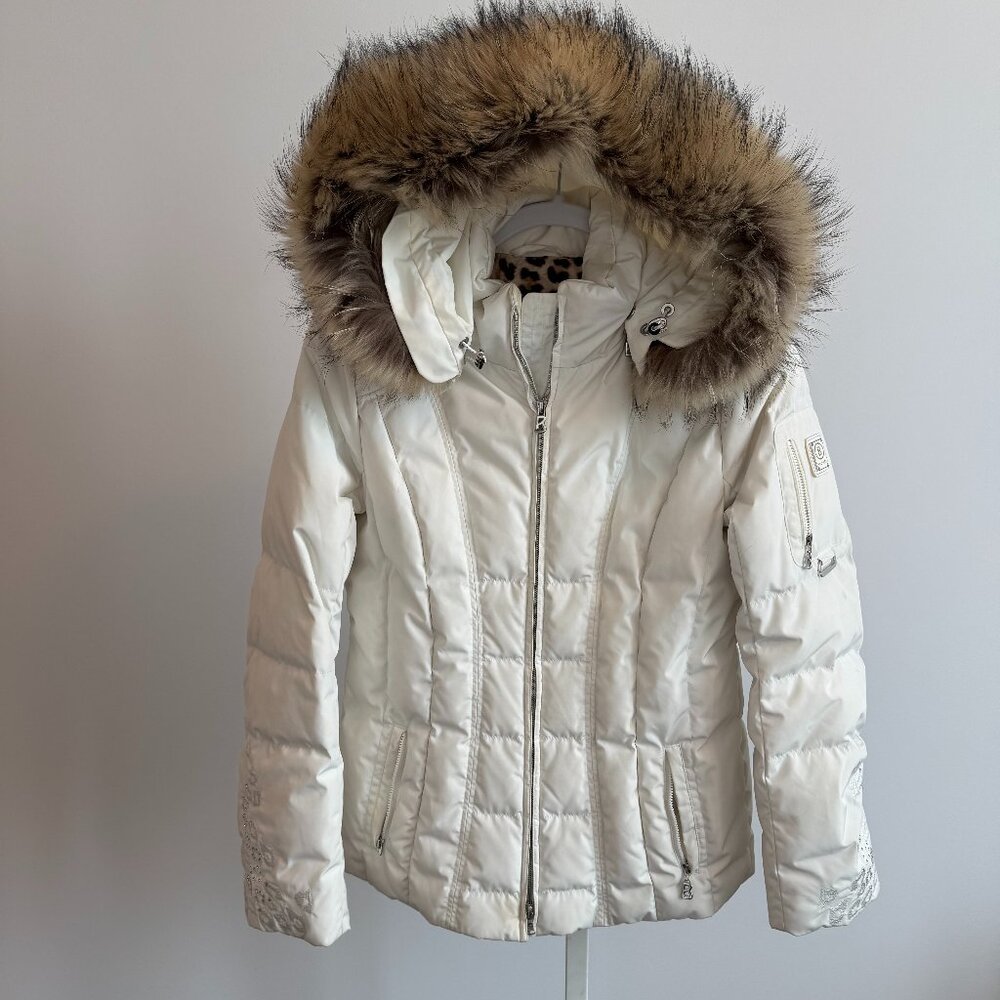Bogner Ski Jacket - Detachable fur hood, Embellished Sleeves - Size M